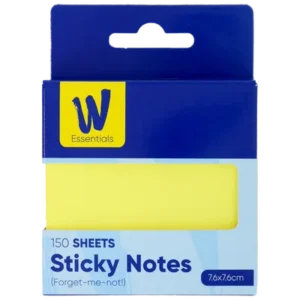 W Essentials Sticky Notes — Yellow, 76 x 76 mm, 150 Sheets