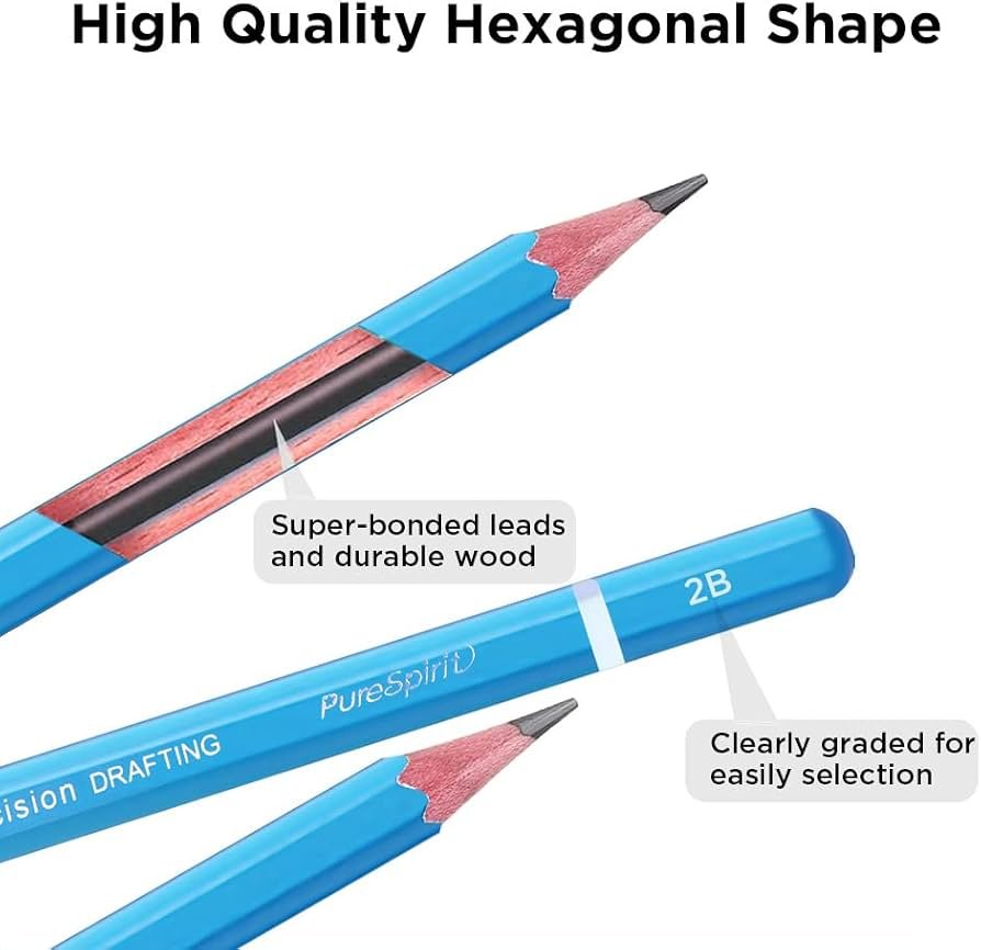 Hexagonal 2B Graphite Pencils — Blue & Red