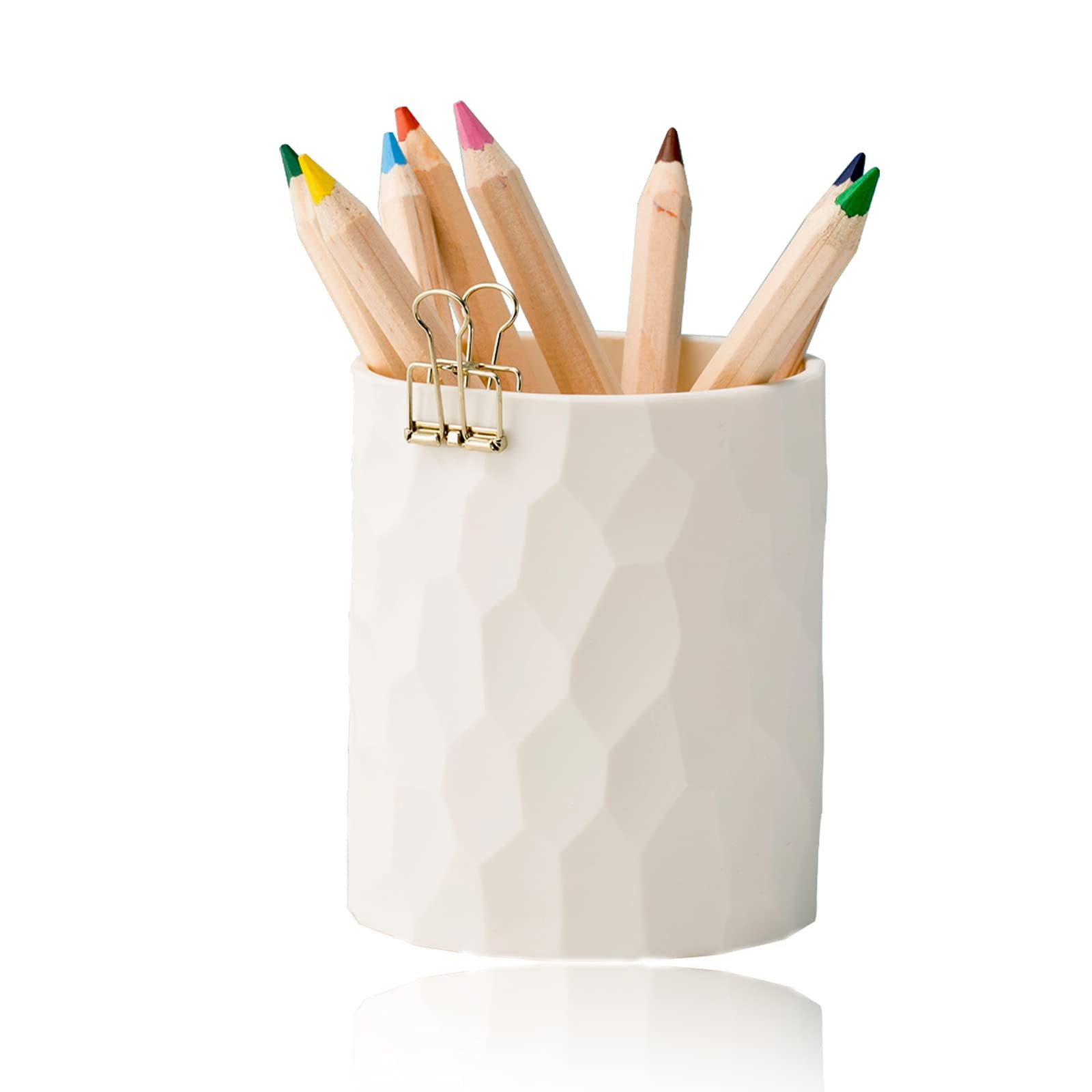 Faceted Pencil Cup — White