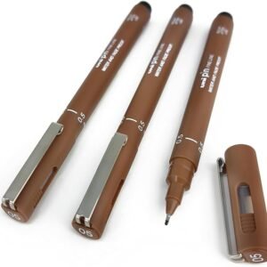 uni PIN Fine Line Drawing Pens — Sepia, 0.5 mm, 3 Pack