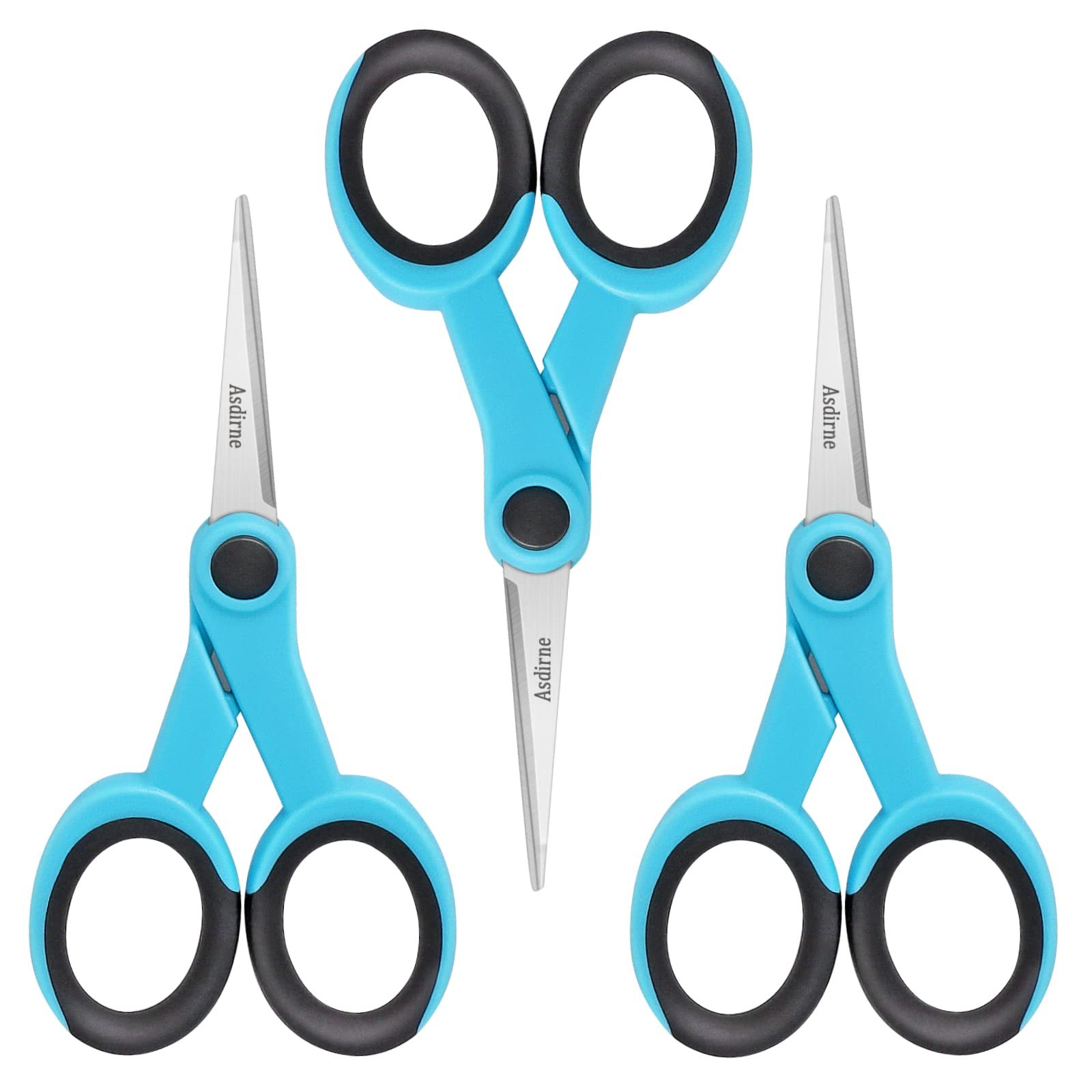 Precision Scissors — 5 in, Teal/Black, 3 Pack
