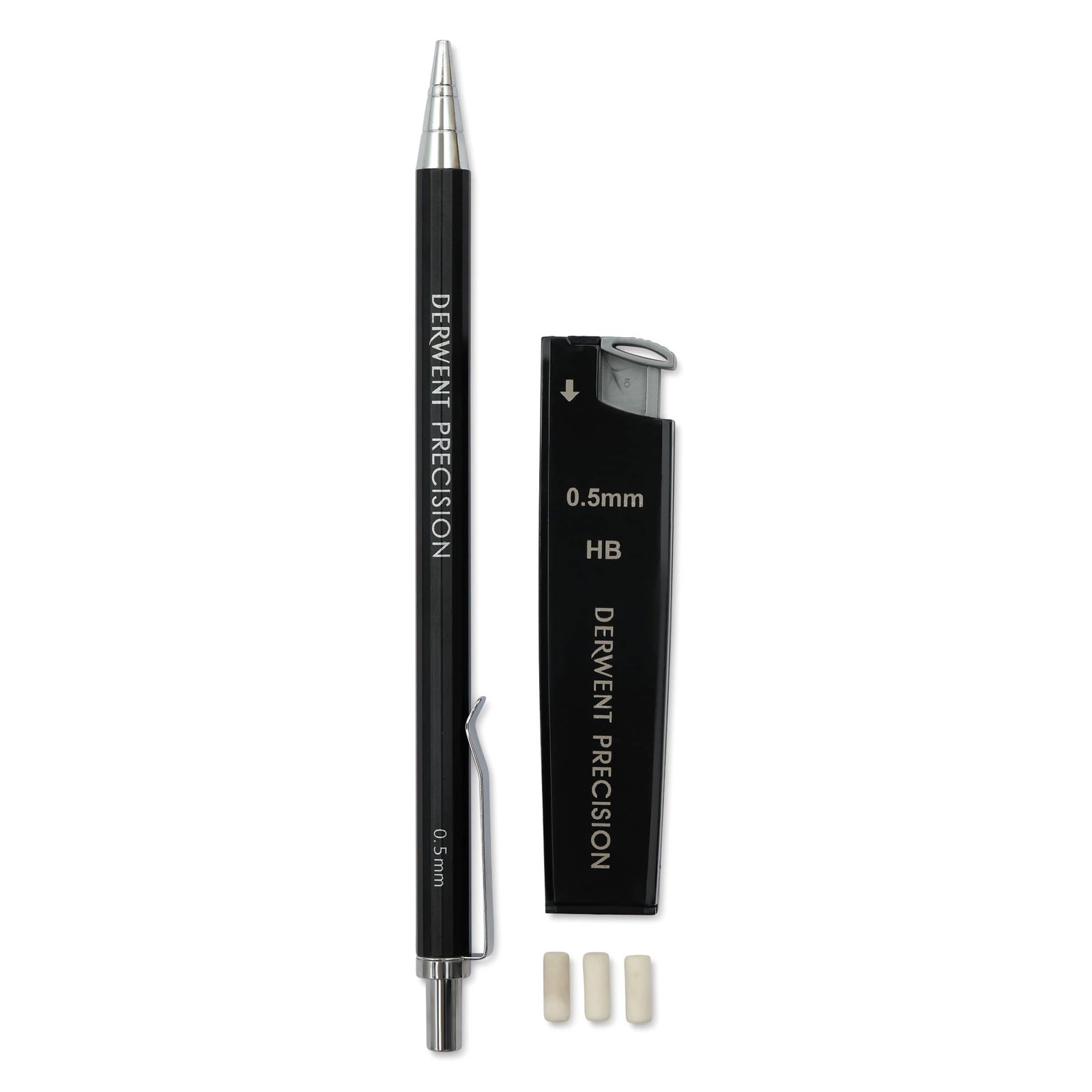 All-Metal Mechanical Pencil — Black, 0.5 mm with HB Leads