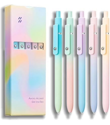 Aurora Accent Gel Ink Pen Set — 5 Pastel Colors