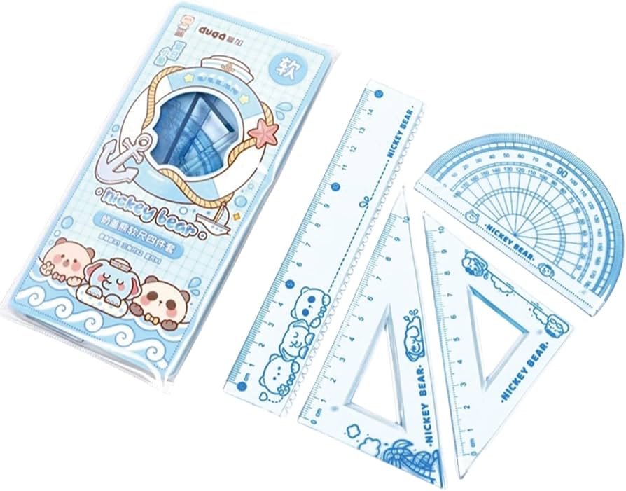 Geometry Ruler & Protractor Set — Blue