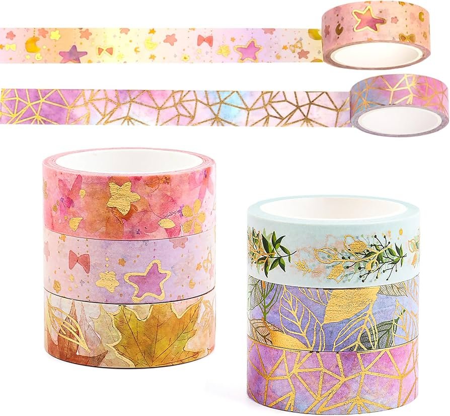 Decorative Washi Tape Set — 6 Rolls