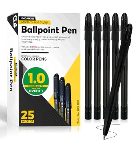 Comfort-Grip Ballpoint Pens — Black, 1.0 mm, 25 Pack