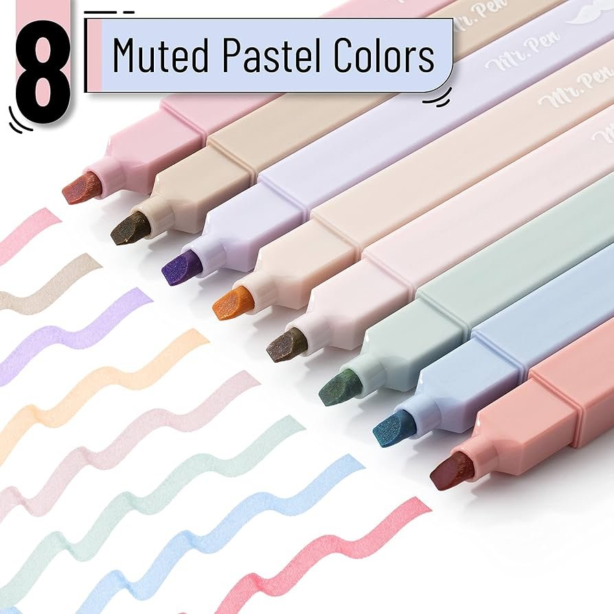 Muted Pastel Highlighters — 8 Colors