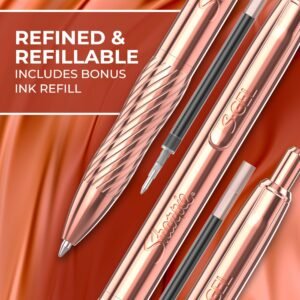 Rose Gold Refillable Ballpoint Pen with Ink Refill