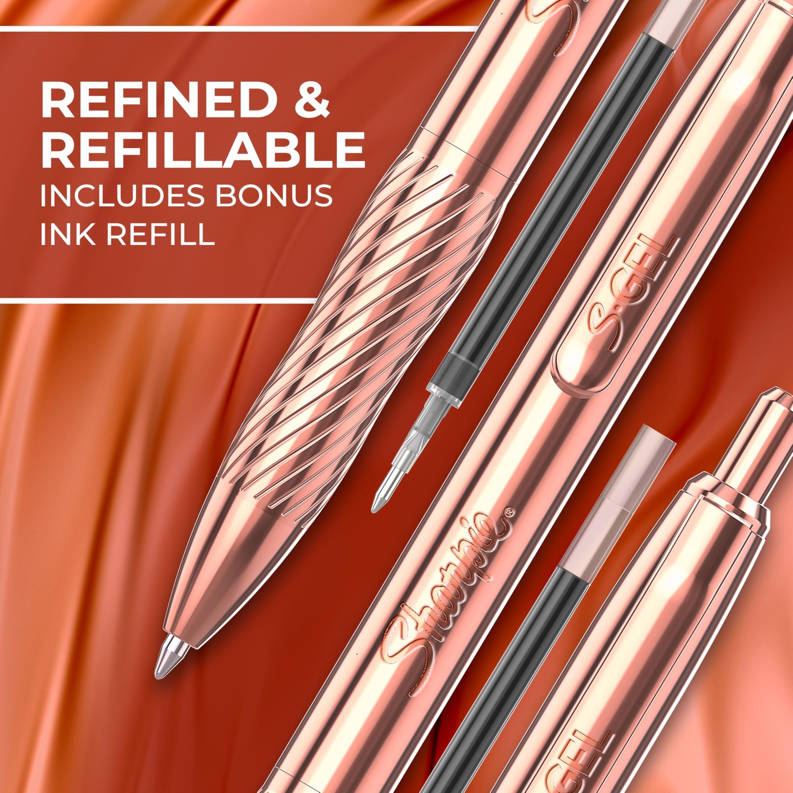 Rose Gold Refillable Ballpoint Pen with Ink Refill