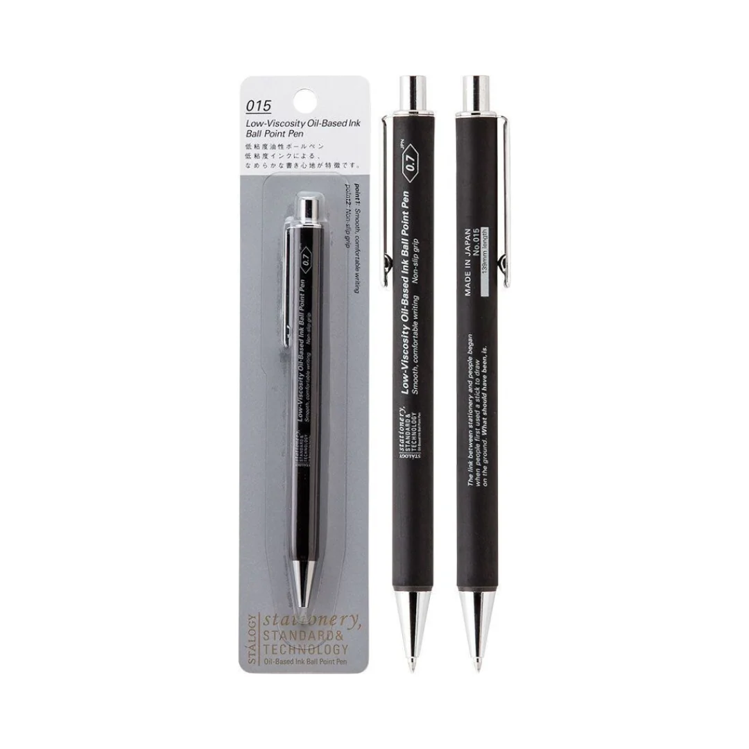 STALOGY 015 Low-Viscosity Oil-Based Ballpoint Pen — Black, 0.7 mm