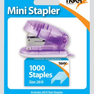 Tiger Mini Stapler with 1,000 Staples — Purple