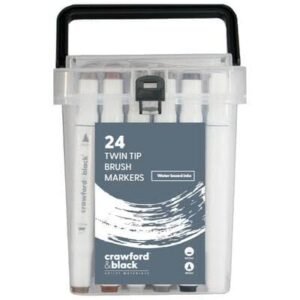 Crawford & Black Dual-Tip Brush Markers — 24 Pack