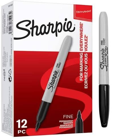Sharpie Fine Permanent Markers — Black, 12 Pack