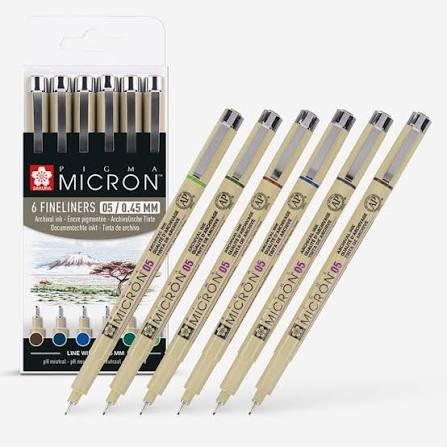 Fineliner Pen Set — 6 Pack, 0.45 mm