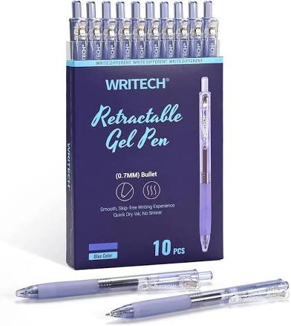 WRITECH Retractable Gel Pens — 0.7 mm, 10 Pack