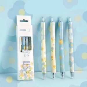 Floral Retractable Gel Pen Set — 4 Pack