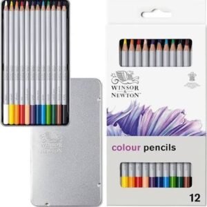 Winsor & Newton Colour Pencils — 12 Colors, Metal Tin