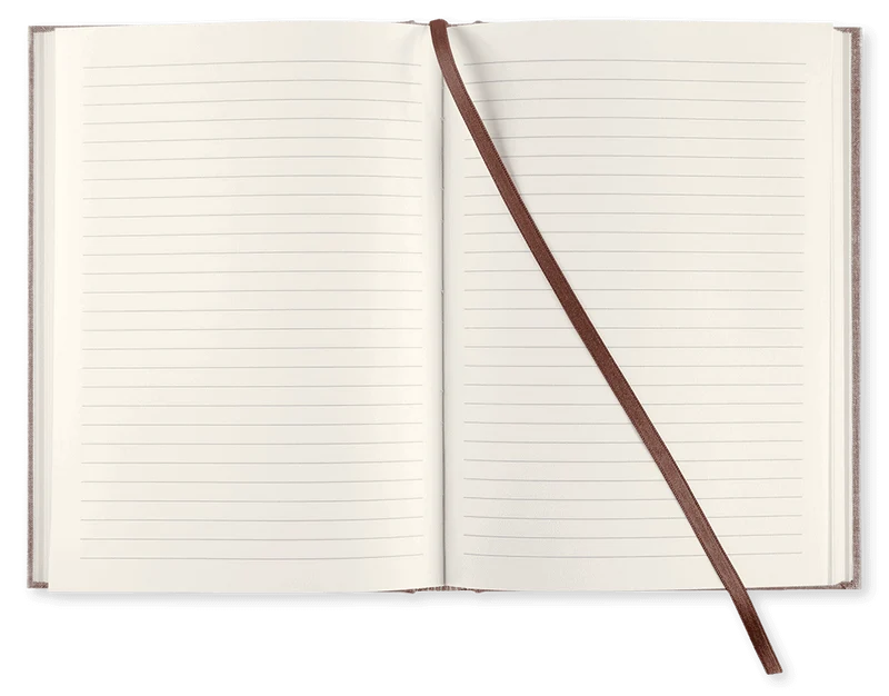 A5 Lined Hardcover Notebook with Ribbon Bookmark — Oat