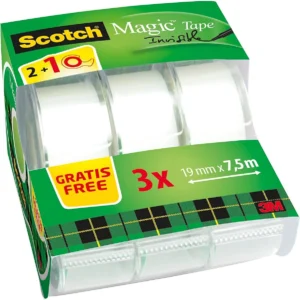 Scotch Magic Tape with Handheld Dispensers — 19 mm x 7.5 m, 3 Pack
