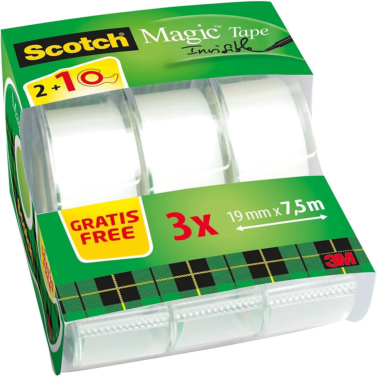Scotch Magic Tape with Handheld Dispensers — 19 mm x 7.5 m, 3 Pack