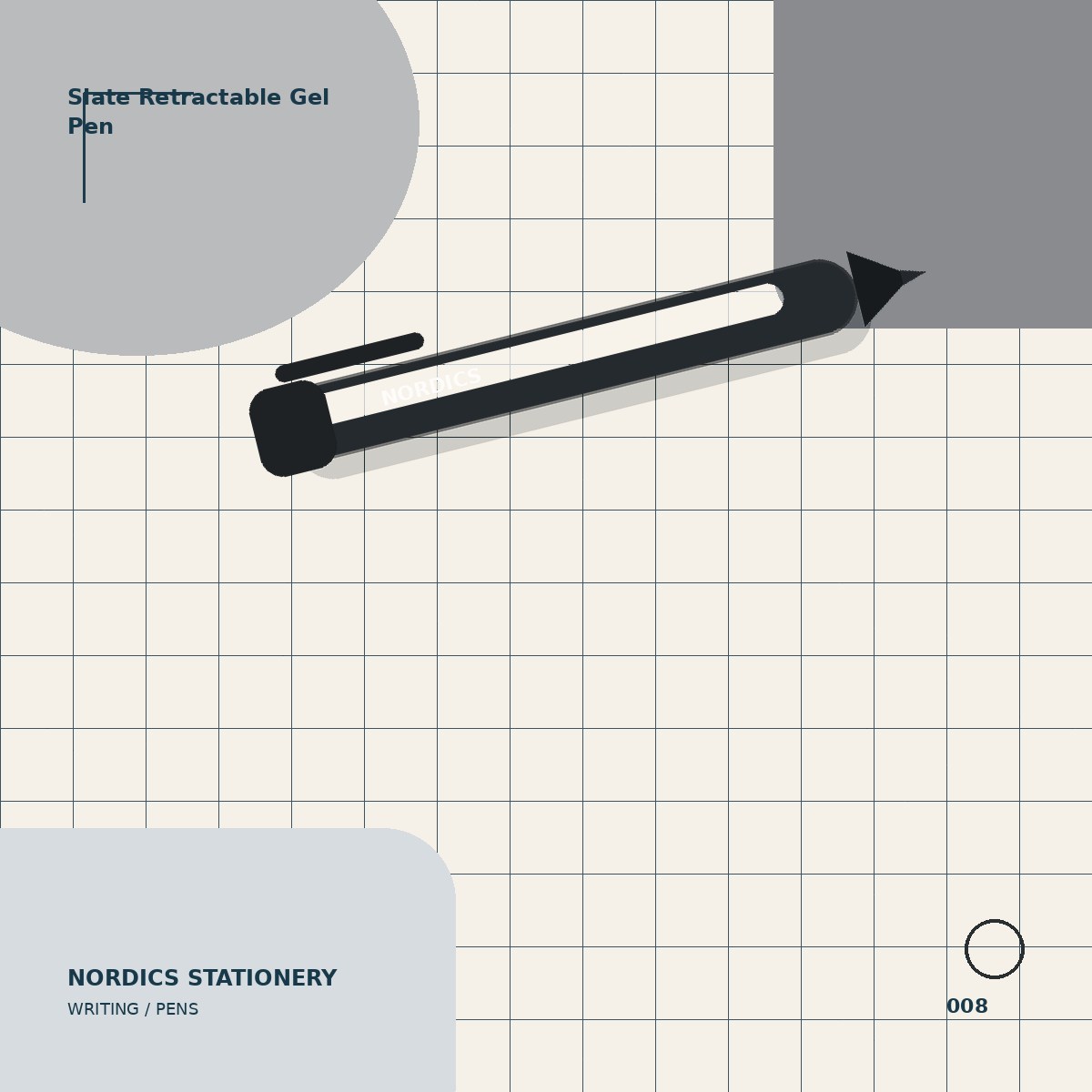 Slate Retractable Gel Pen — Black 0.7 mm
